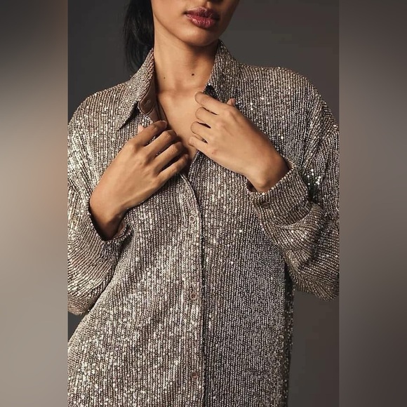 NWT Anthropologie X Flat White Sequin Tunic Dress Sz Small - Picture 5 of 11